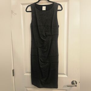 Nicole Miller Black Asymmetrical Striped Dress